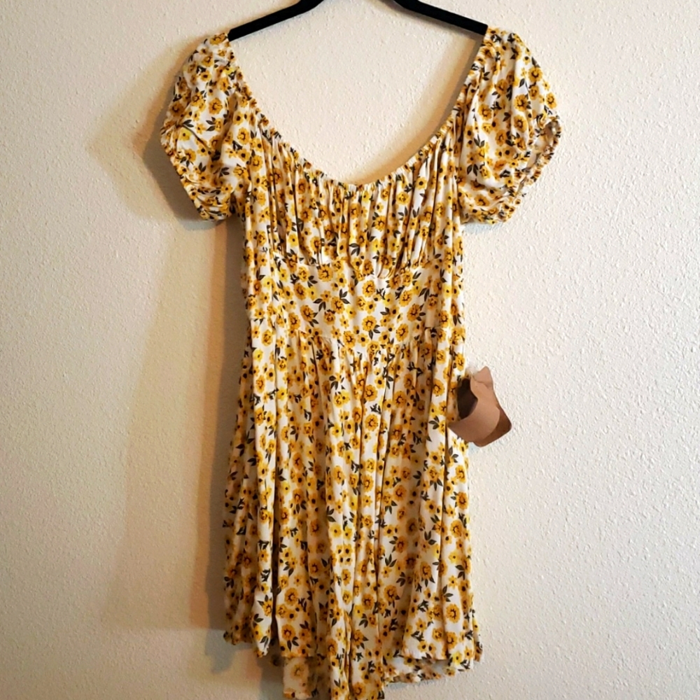 NWT Yellow Floral Milkmaid Romper